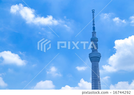 Sky Tree Tokyo Sky Tree sky blue sky copy space Sightseeing spot Japan's Japan white clouds sightseeing 16744292
