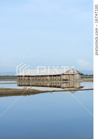 Salt farm with blue sky in the eastern of Thailand Salt farm with blue sky in the eastern of Thailand 16747180