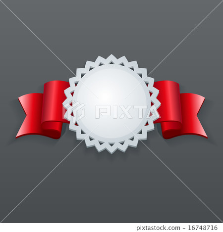 White Vintage Paper Label with Nice Red Ribbons. White Vintage Paper Label with Nice Red Ribbons. 16748716