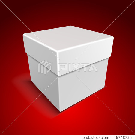 White Blank Paper Close Gift Box on Red Background 16748736