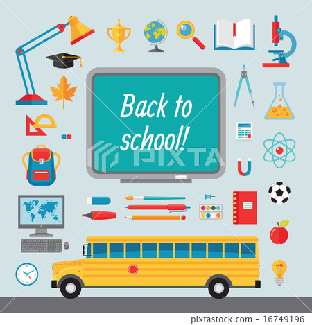 Back to school - set of vector icons in flat style Back to school - set of vector icons in flat style 16749196