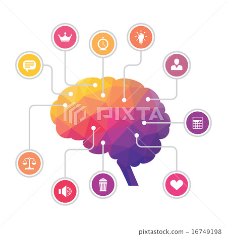 Human Brain - Colored Polygon Infographic. Human Brain - Colored Polygon Infographic. 16749198