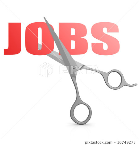 Cut red jobs word with scissor Cut red jobs word with scissor 16749275