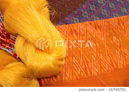 Thai silk cloths and raw silk threads material Thai silk cloths and raw silk threads material 16749792