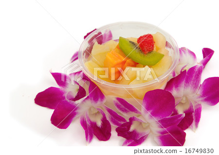 pudding fruit salad , fusion dessert 16749830