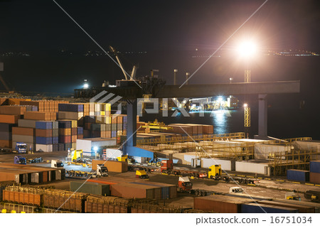 night industrial port night industrial port 16751034