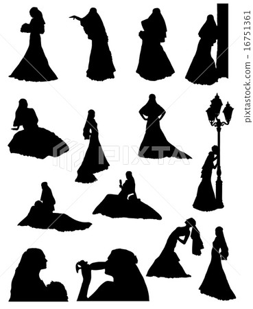 bride realistic silhouette set icons vector 16751361
