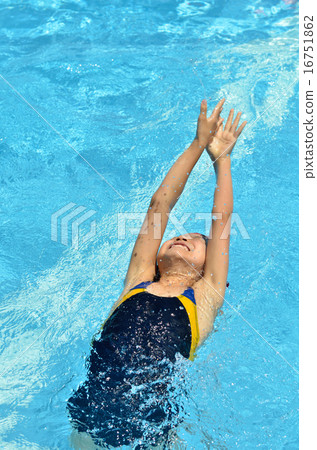 Girl swim in the pool (backstroke) 16751862