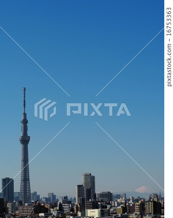 Tokyo Sky Tree and Mt. Fuji View of Tokyo center Tokyo Sky Tree and Mt. Fuji View of Tokyo center 16753363