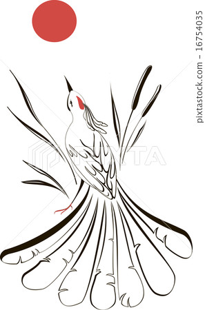 Turtledove looking at the moon in the reeds. EPS10 vector illustration 16754035