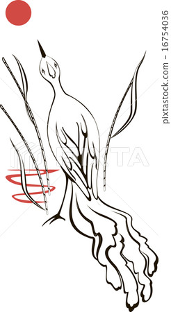 Black and white bird is looking at the moon at sunset. EPS10 vector illustration 16754036