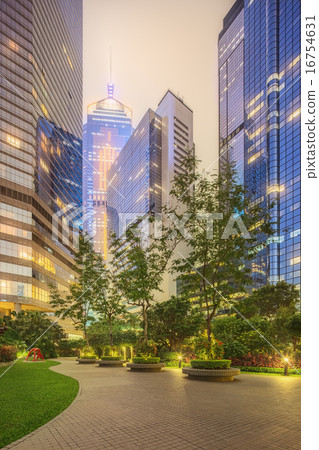 Modern city streets and office buildings Hong Kong, China. 16754631