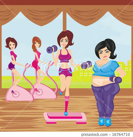 girls exercising in a gym girls exercising in a gym 16764710