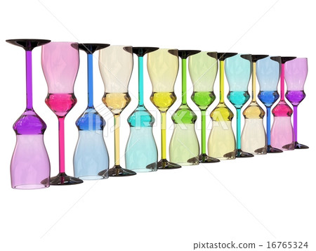 rainbow colored row of glasses on white rainbow colored row of glasses on white 16765324