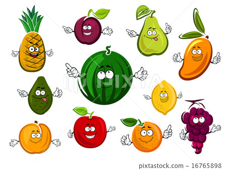 Cartoon garden and tropical fruits Cartoon garden and tropical fruits 16765898