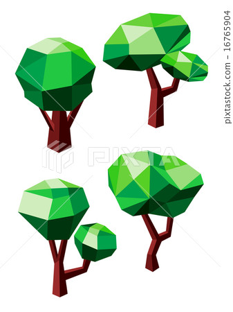 Geometric polygonal green trees icons Geometric polygonal green trees icons 16765904