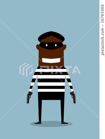 Black robber in mask with gun Black robber in mask with gun 16765908