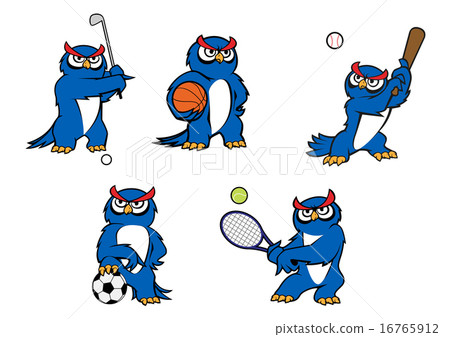 Blue cartoon owl player characters Blue cartoon owl player characters 16765912