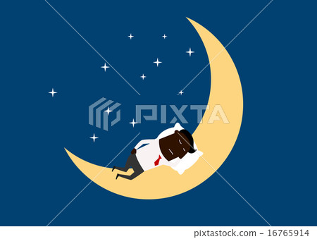 Black businessman sleeping on the moon Black businessman sleeping on the moon 16765914