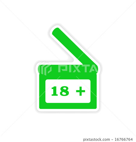 icon sticker realistic design on paper Clapperboard icon sticker realistic design on paper Clapperboard 16766764