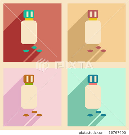 Flat with shadow concept and mobile application bottle of pills 16767600