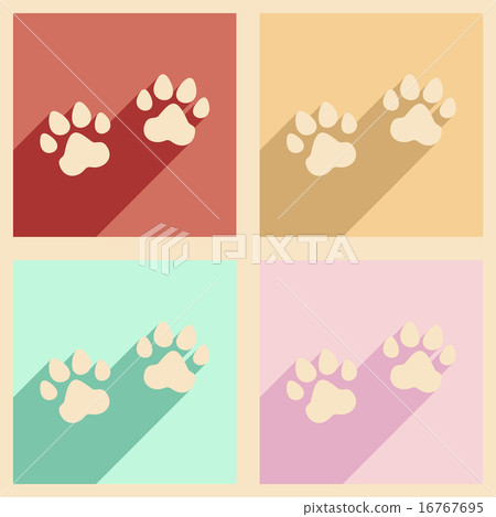 Flat with shadow concept and mobile application traces of animals 16767695
