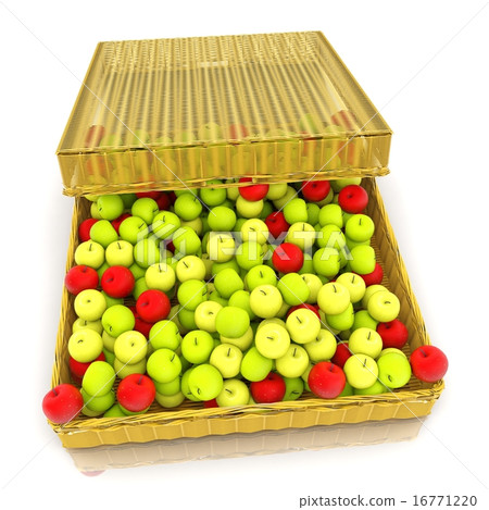 Wicker basket full of apples isolated on white Wicker basket full of apples isolated on white 16771220