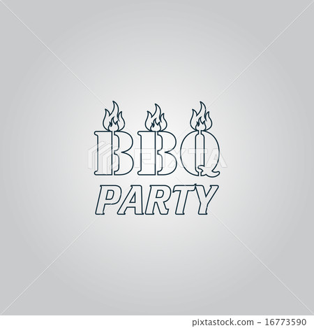 Flaming BBQ Party word design element. Flaming BBQ Party word design element. 16773590