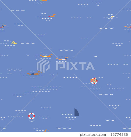 swimming seascape seamless pattern 16774386