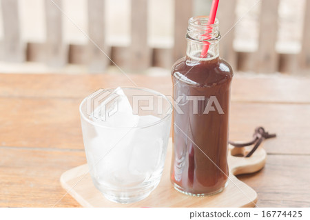 Bottle of black coffee with ice 16774425