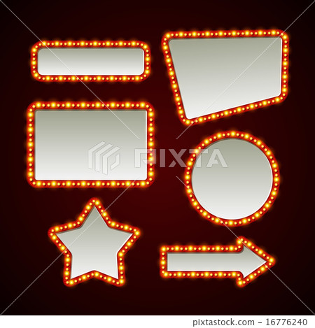 Set of retro light frames. Vector illustration 16776240