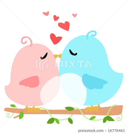 love bird on branch white background vector - Stock Illustration [16776461]  - PIXTA