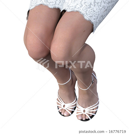 Beautiful legs of a sitting woman perming Real 3DCG illustration material 16776719
