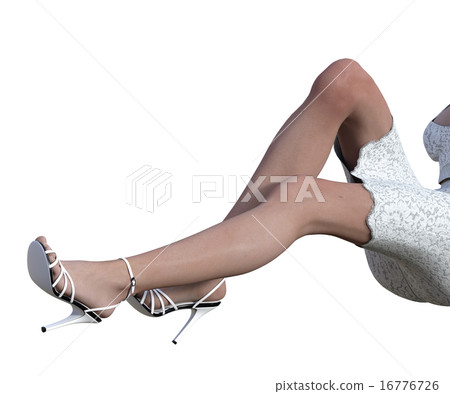 Beautiful legs of a sitting woman perming Real 3DCG illustration material 16776726