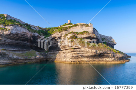 Old fortifications on cliff in Bonifacio, Corsica 16777399