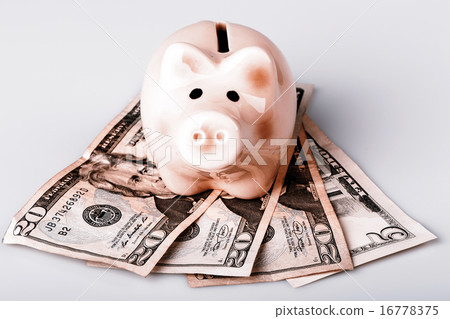 pig bank on dollar banknotes pig bank on dollar banknotes 16778375