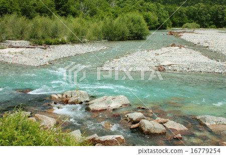 Beautifully clean flow of Shinshu Kamikochi, Azusa River Beautifully clean flow of Shinshu Kamikochi, Azusa River 16779254