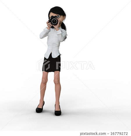塑造3DCG例證材料的女性攝影師 塑造3DCG例證材料的女性攝影師 16779272