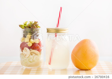 Jar salad and fresh juice 16780416