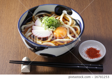 Tsukimi udon noodles and gang chili on the table 16781253