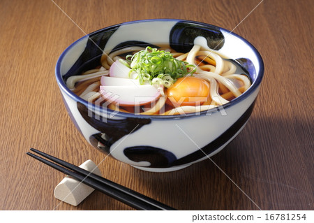 Tsukimi udon noodles on the table Tsukimi udon noodles on the table 16781254