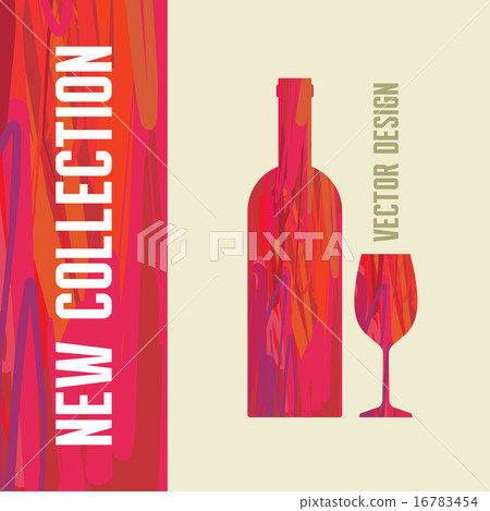 Wine Bottle and Glass - Abstract Illustration. 16783454