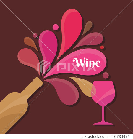 Wine Bottle and Glass - Vector Illustration. 16783455