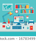 Home Business Office Workplace with Computer. 16783499
