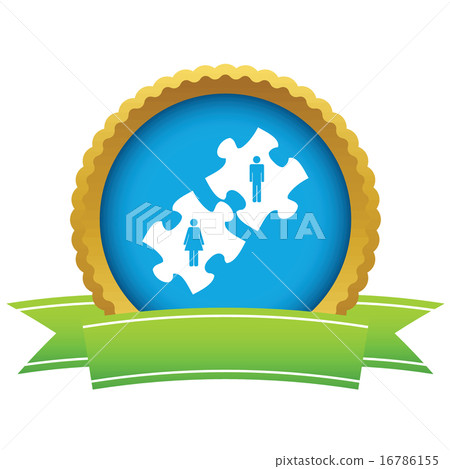 Gold love puzzle logo Gold love puzzle logo 16786155