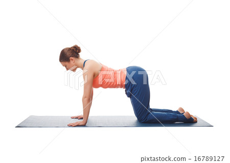 Beautiful sporty fit yogi girl practices yoga asana bitilasana Beautiful sporty fit yogi girl practices yoga asana bitilasana 16789127