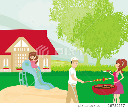 Family having barbecue in the garden Family having barbecue in the garden 16789257