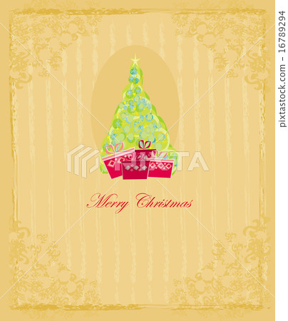 Abstract elegant grunge christmas tree card - Stock Illustration ...