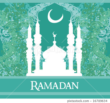 Ramadan background - mosque silhouette vector card 16789634
