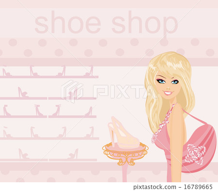Fashion girl shopping in shoe shop 16789665